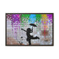 Framed Multi-Color Canvas Art - Playful Umbrella Dance