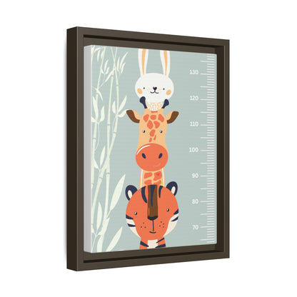 Cute Animal Growth Chart Wall Art, Framed Canvas, Kids Room Decor, Jungle Theme, Baby Shower Gift, Nursery Decoration