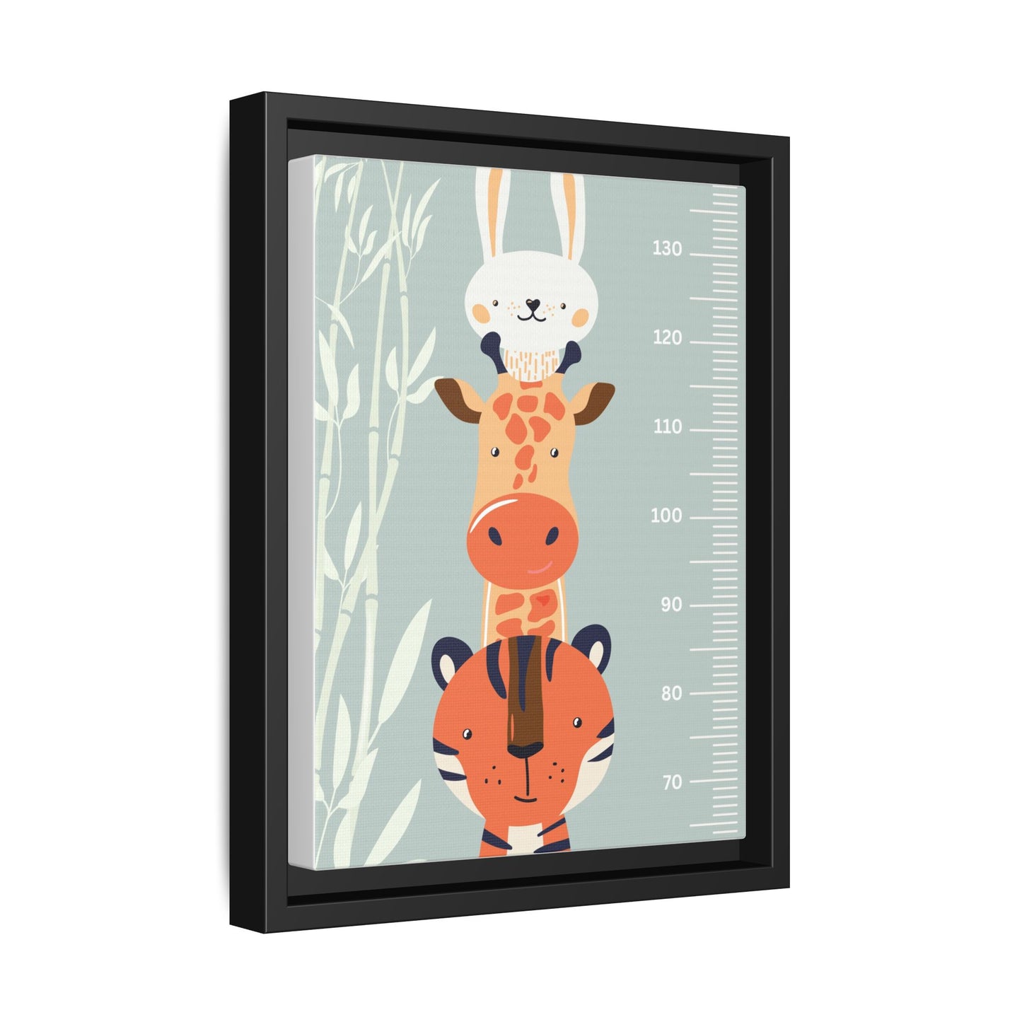 Cute Animal Growth Chart Wall Art, Framed Canvas, Kids Room Decor, Jungle Theme, Baby Shower Gift, Nursery Decoration