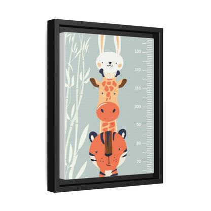 Cute Animal Growth Chart Wall Art, Framed Canvas, Kids Room Decor, Jungle Theme, Baby Shower Gift, Nursery Decoration