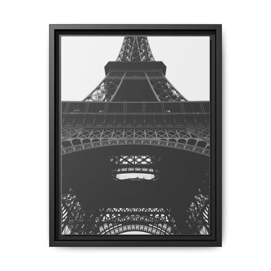 Eiffel Tower Matte Canvas Wall Art - Framed Black and White Decor