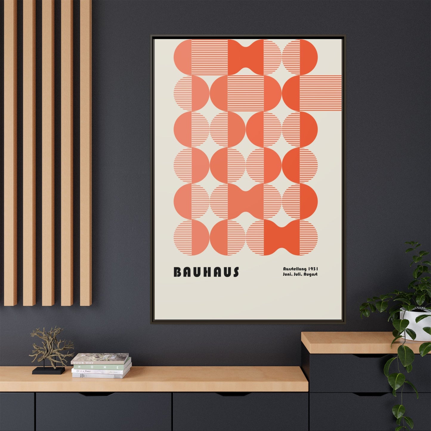 Modern Bauhaus Art Print - Framed Matte Canvas Decor