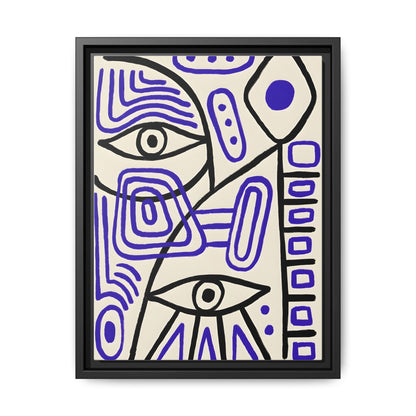 Abstract Line Art Canvas Print - Modern Black and Purple Framed Artwork