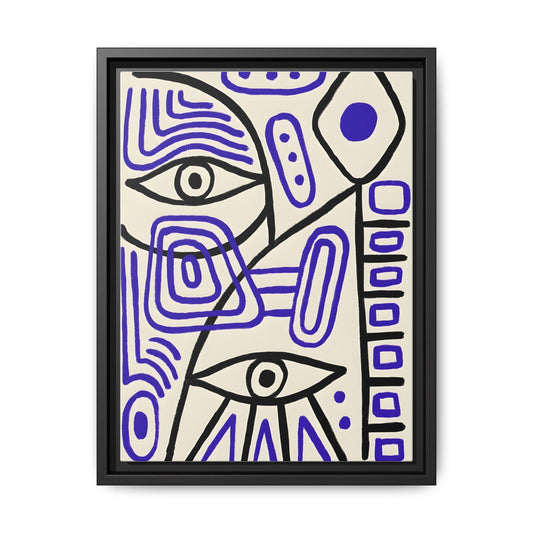 Abstract Line Art Canvas Print - Modern Black and Purple Framed Artwork