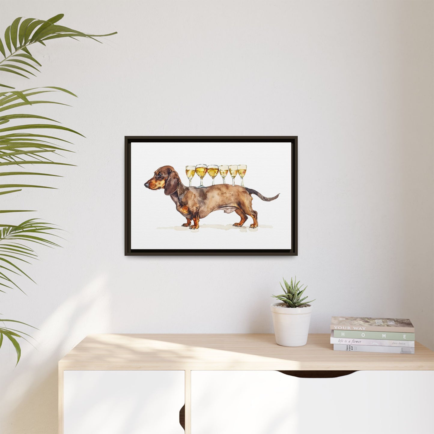 Dachshund Drink Art Print, Framed Wall Decor, Dog Lovers Gift, Pet Lover Decor, Funny Dog Art, Home Bar Decoration