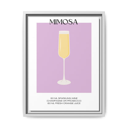 Mimosa Recipe Canvas Wall Art, Framed Home Decor, Kitchen Wall Art, Brunch Decoration, Gift for Foodies, Modern Art Print