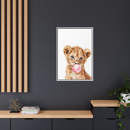 Adorable Lion Cub Canvas Art, Cute Nursery Decor, Framed Wall Art, Baby Shower Gift, Kids Room Decoration, Wild Animal Print