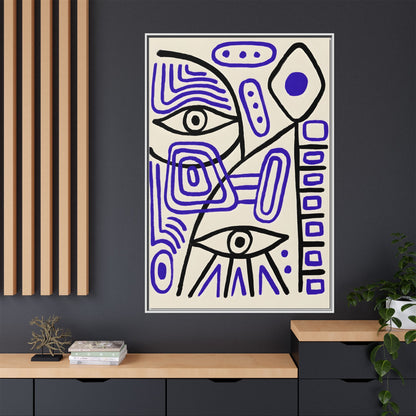 Abstract Line Art Canvas Print - Modern Black and Purple Framed Artwork