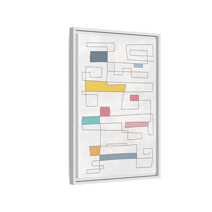 Abstract Line Art Framed Canvas - Modern Multi-Color Wall Decor