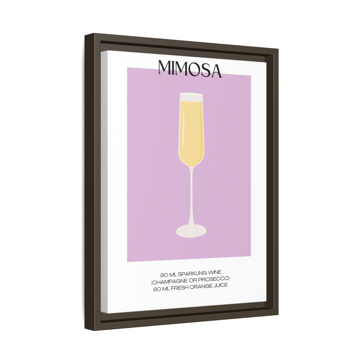 Mimosa Recipe Canvas Wall Art, Framed Home Decor, Kitchen Wall Art, Brunch Decoration, Gift for Foodies, Modern Art Print