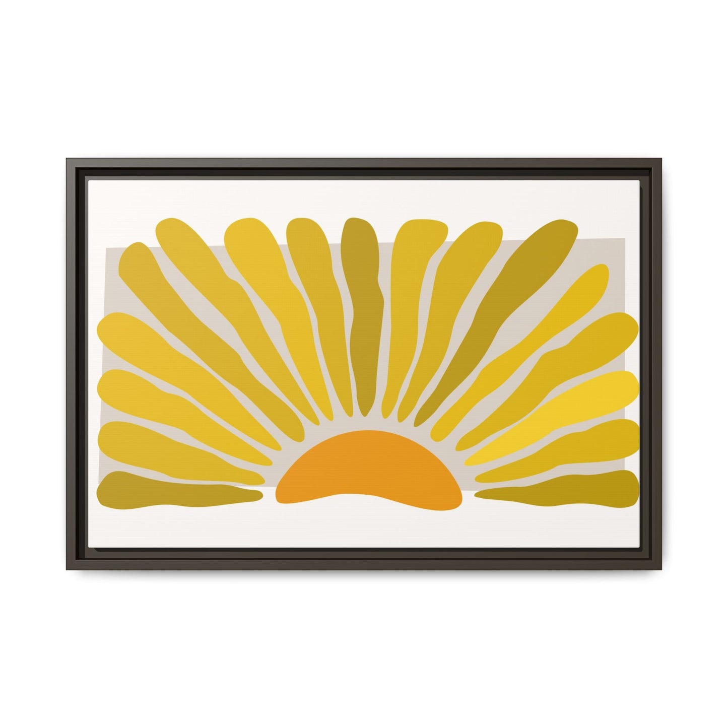 Framed Matte Canvas Wall Art, Sunny Abstract Print, Bright Home Decor, Gift for Art Lovers, Retro Style Decoration, Happy Wall Accent