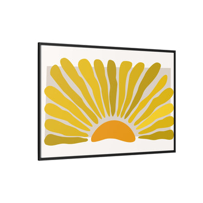 Framed Matte Canvas Wall Art, Sunny Abstract Print, Bright Home Decor, Gift for Art Lovers, Retro Style Decoration, Happy Wall Accent