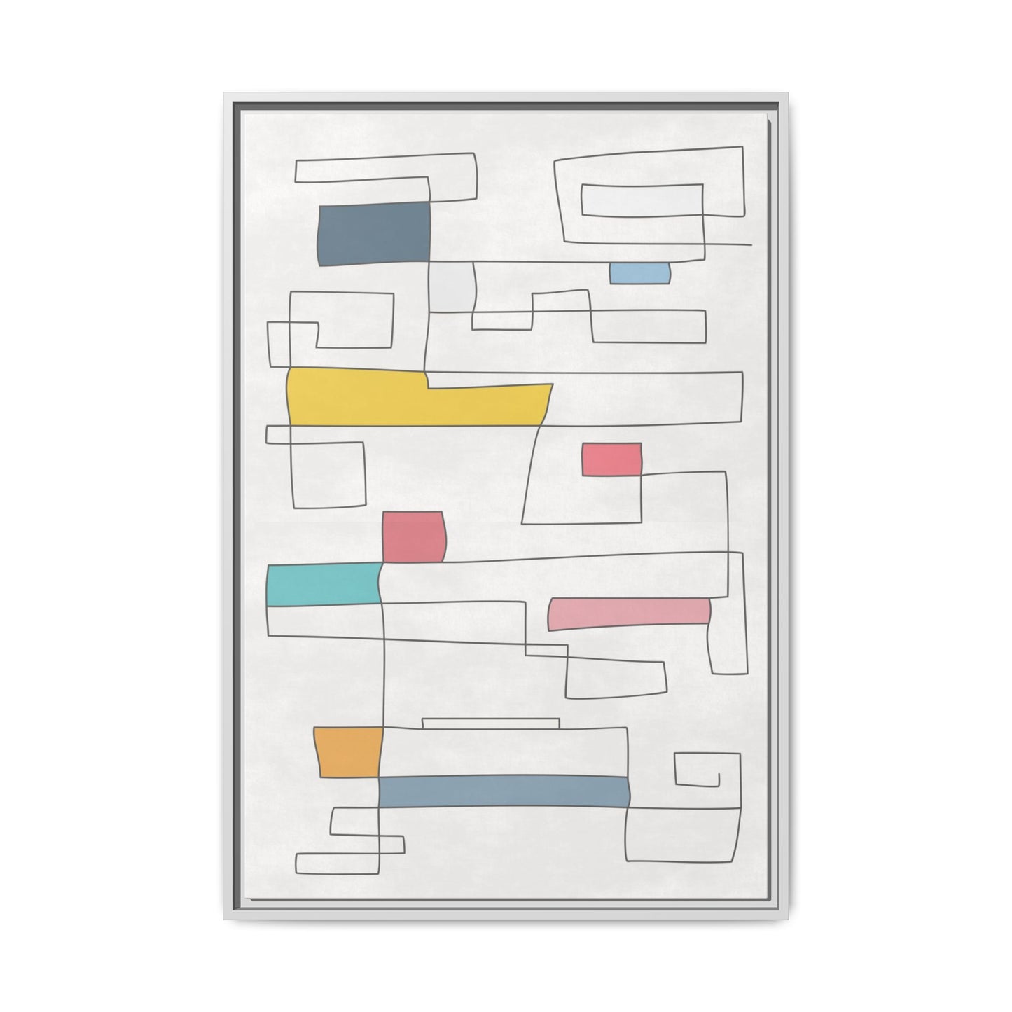 Abstract Line Art Framed Canvas - Modern Multi-Color Wall Decor