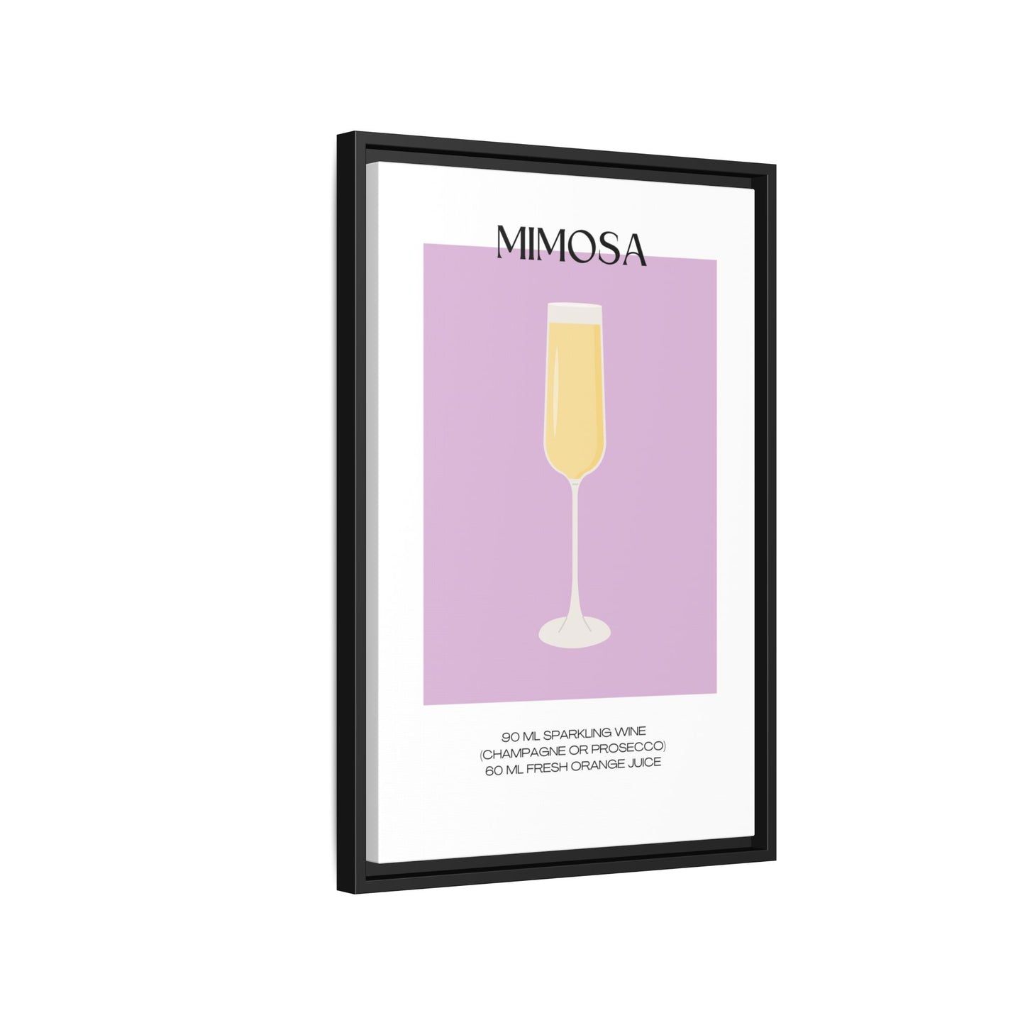 Mimosa Recipe Canvas Wall Art, Framed Home Decor, Kitchen Wall Art, Brunch Decoration, Gift for Foodies, Modern Art Print