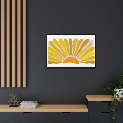 Framed Matte Canvas Wall Art, Sunny Abstract Print, Bright Home Decor, Gift for Art Lovers, Retro Style Decoration, Happy Wall Accent