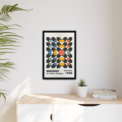 Bauhaus-Inspired Framed Canvas Art - Retro Multi-Color Wall Decor