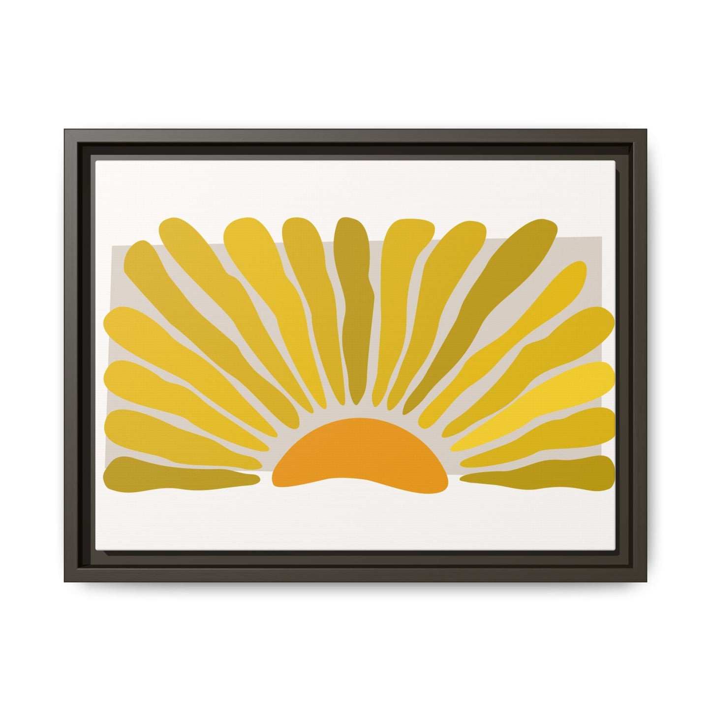 Framed Matte Canvas Wall Art, Sunny Abstract Print, Bright Home Decor, Gift for Art Lovers, Retro Style Decoration, Happy Wall Accent