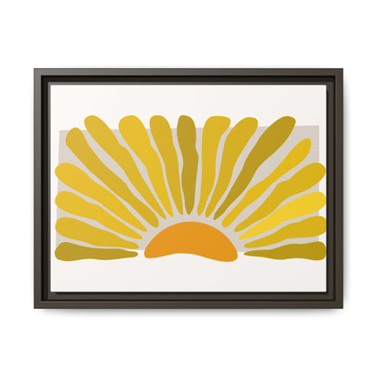 Framed Matte Canvas Wall Art, Sunny Abstract Print, Bright Home Decor, Gift for Art Lovers, Retro Style Decoration, Happy Wall Accent