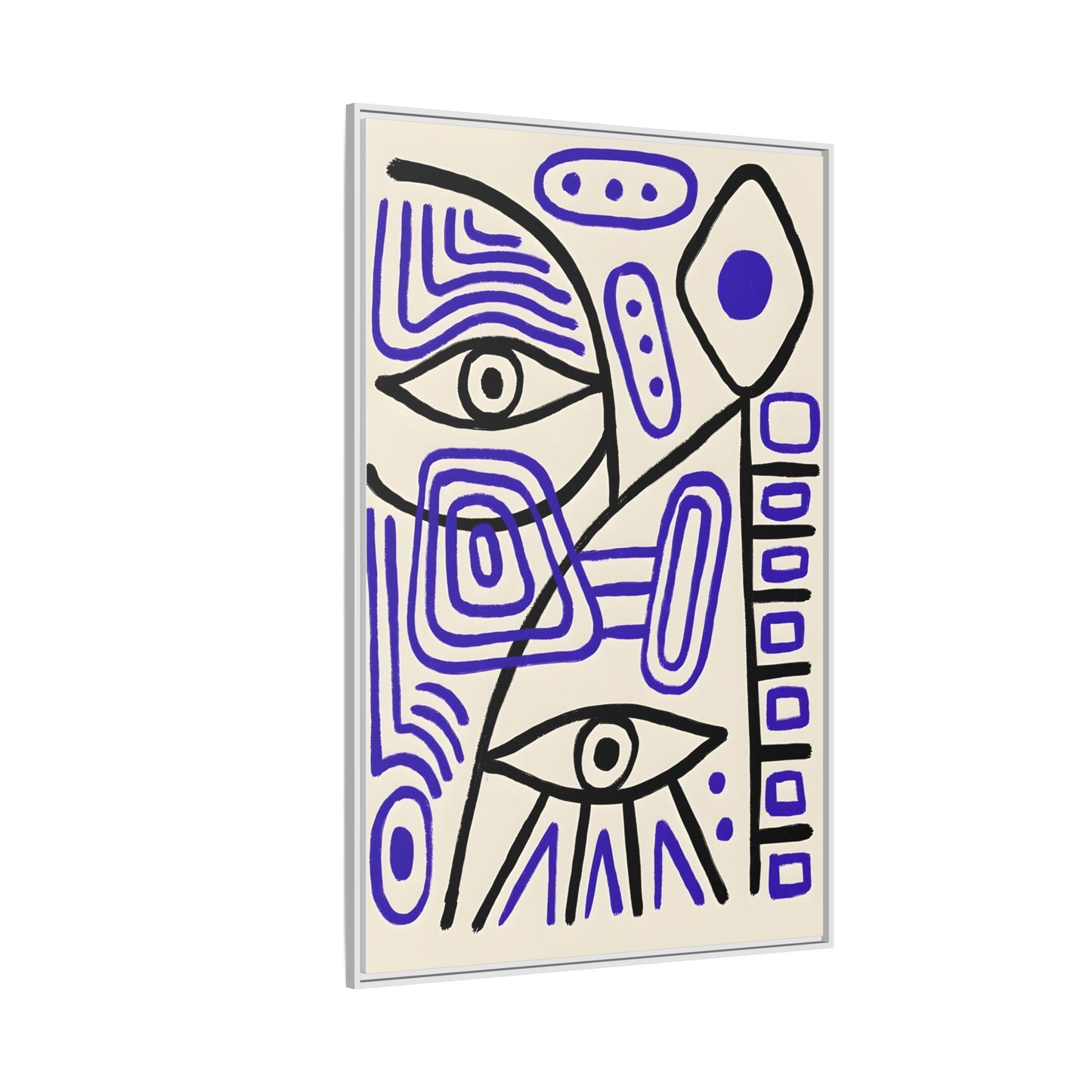 Abstract Line Art Canvas Print - Modern Black and Purple Framed Artwork