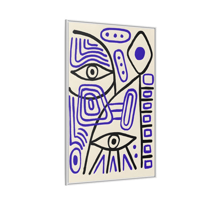 Abstract Line Art Canvas Print - Modern Black and Purple Framed Artwork
