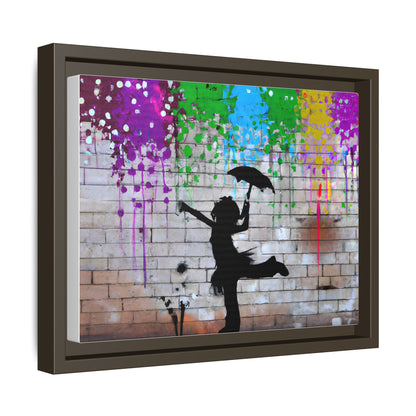 Framed Multi-Color Canvas Art - Playful Umbrella Dance