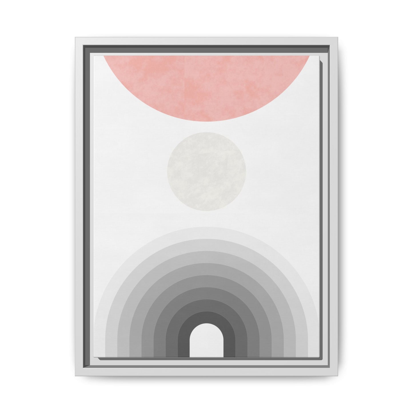 Minimalist Framed Matte Canvas Print - Abstract Circle & Gradient Design