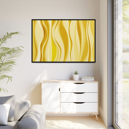 Modern Abstract Framed Art Print, Yellow Wave Canvas, Home Décor, Wall Art, Minimalist Design, Gift for Her, Art for Living Room