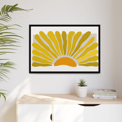Framed Matte Canvas Wall Art, Sunny Abstract Print, Bright Home Decor, Gift for Art Lovers, Retro Style Decoration, Happy Wall Accent