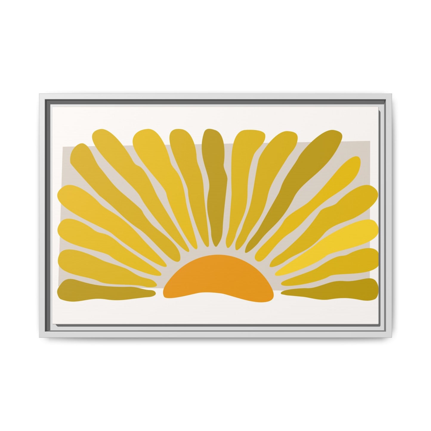 Framed Matte Canvas Wall Art, Sunny Abstract Print, Bright Home Decor, Gift for Art Lovers, Retro Style Decoration, Happy Wall Accent