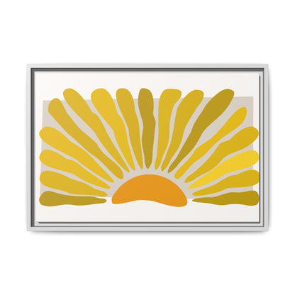 Framed Matte Canvas Wall Art, Sunny Abstract Print, Bright Home Decor, Gift for Art Lovers, Retro Style Decoration, Happy Wall Accent