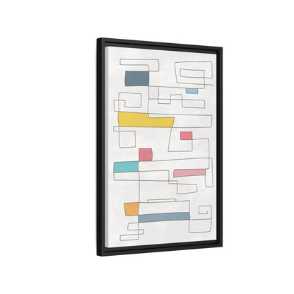 Abstract Line Art Framed Canvas - Modern Multi-Color Wall Decor