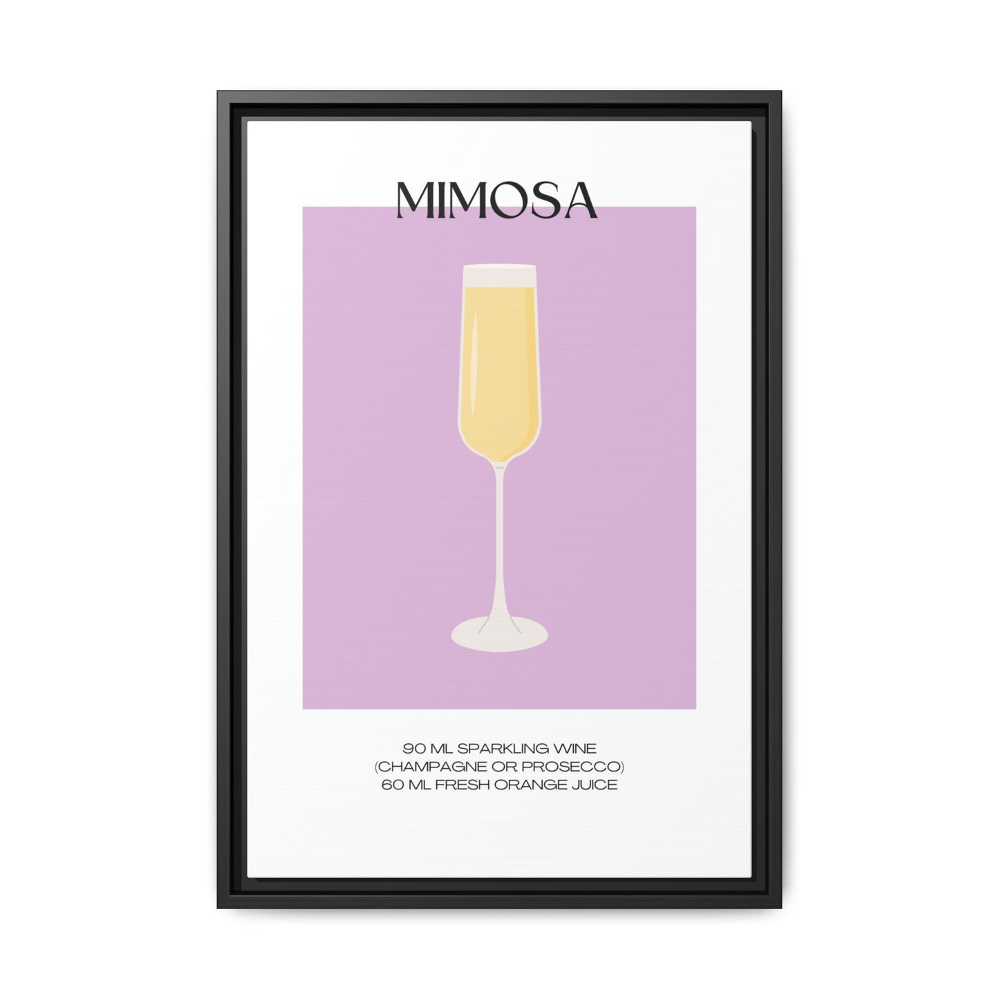 Mimosa Recipe Canvas Wall Art, Framed Home Decor, Kitchen Wall Art, Brunch Decoration, Gift for Foodies, Modern Art Print
