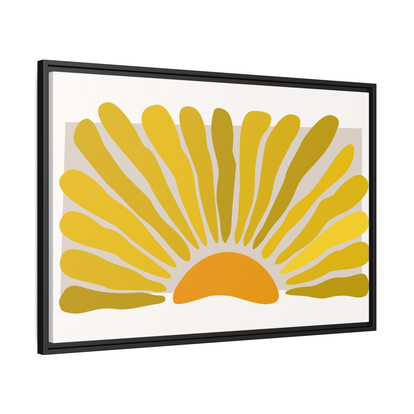 Framed Matte Canvas Wall Art, Sunny Abstract Print, Bright Home Decor, Gift for Art Lovers, Retro Style Decoration, Happy Wall Accent