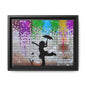 Framed Multi-Color Canvas Art - Playful Umbrella Dance