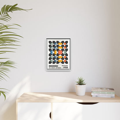 Bauhaus-Inspired Framed Canvas Art - Retro Multi-Color Wall Decor