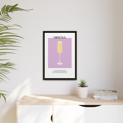 Mimosa Recipe Canvas Wall Art, Framed Home Decor, Kitchen Wall Art, Brunch Decoration, Gift for Foodies, Modern Art Print