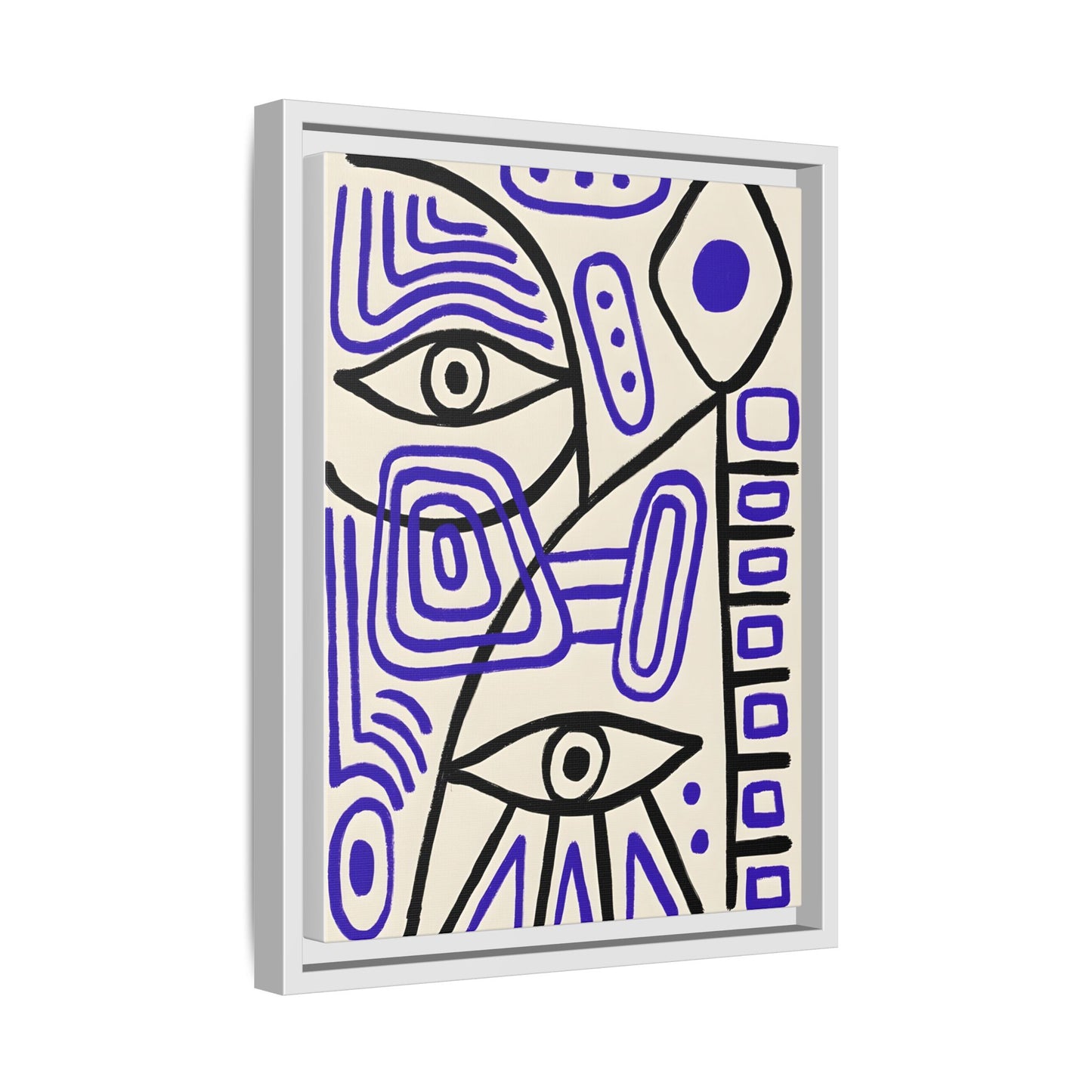 Abstract Line Art Canvas Print - Modern Black and Purple Framed Artwork