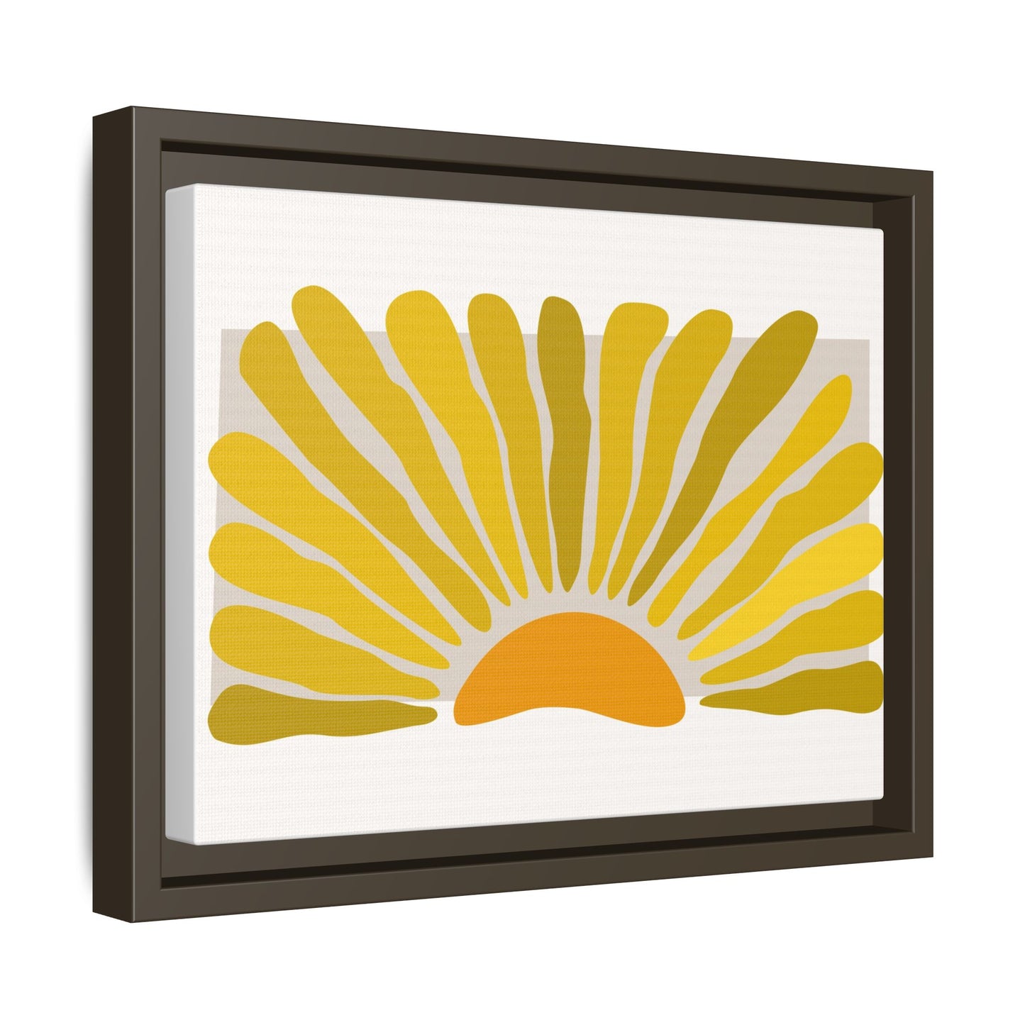Framed Matte Canvas Wall Art, Sunny Abstract Print, Bright Home Decor, Gift for Art Lovers, Retro Style Decoration, Happy Wall Accent