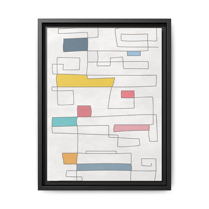 Abstract Line Art Framed Canvas - Modern Multi-Color Wall Decor