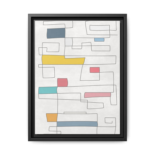 Abstract Line Art Framed Canvas - Modern Multi-Color Wall Decor