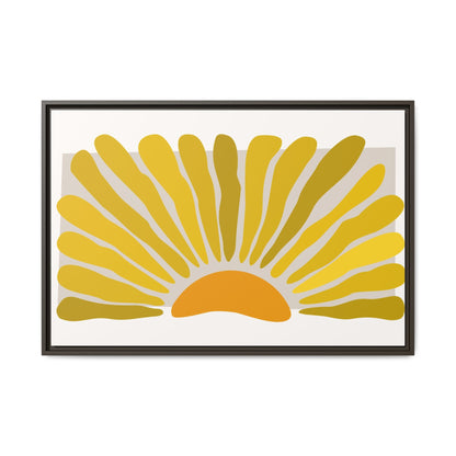 Framed Matte Canvas Wall Art, Sunny Abstract Print, Bright Home Decor, Gift for Art Lovers, Retro Style Decoration, Happy Wall Accent