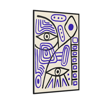 Abstract Line Art Canvas Print - Modern Black and Purple Framed Artwork