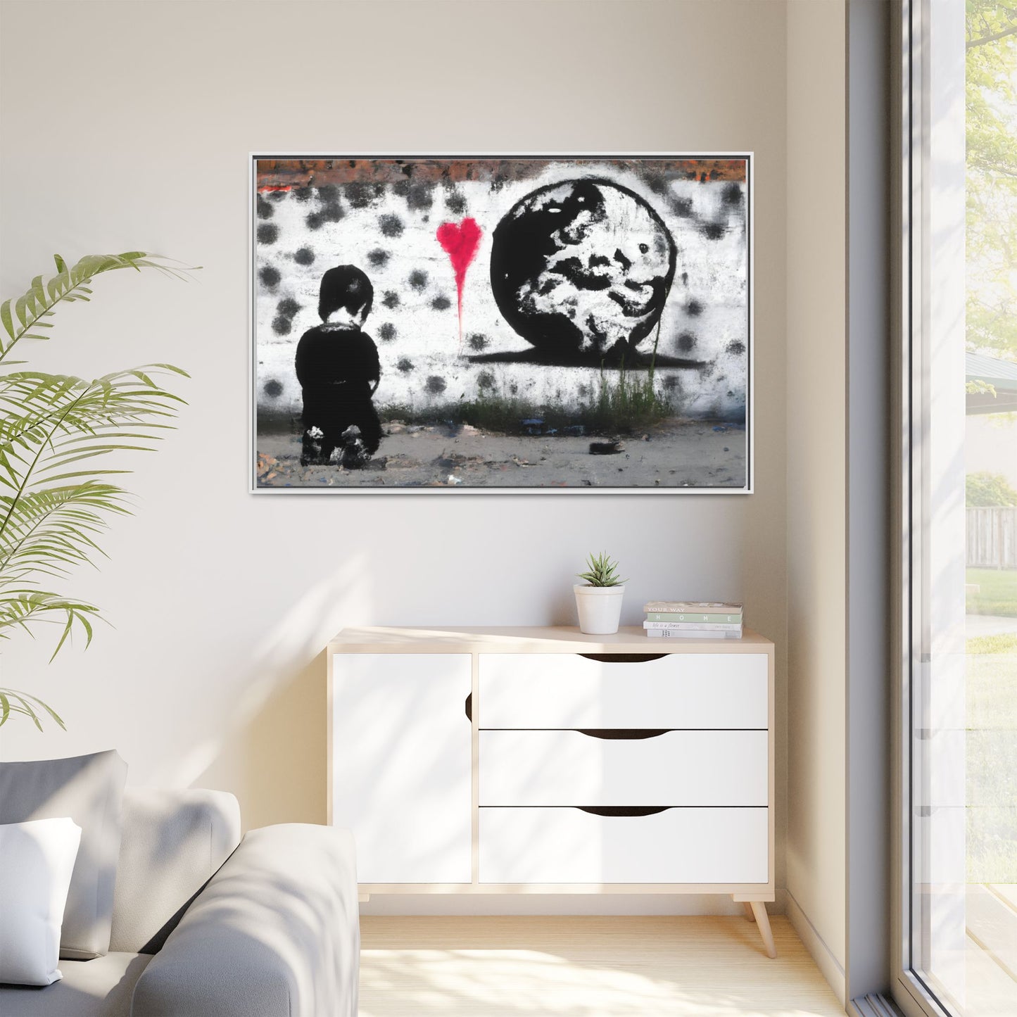 Framed Matte Canvas Art - Love for the World - Wall Decor for Home and Office