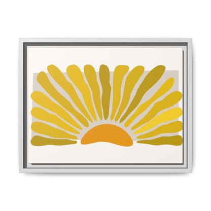 Framed Matte Canvas Wall Art, Sunny Abstract Print, Bright Home Decor, Gift for Art Lovers, Retro Style Decoration, Happy Wall Accent