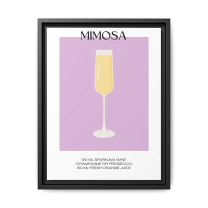Mimosa Recipe Canvas Wall Art, Framed Home Decor, Kitchen Wall Art, Brunch Decoration, Gift for Foodies, Modern Art Print