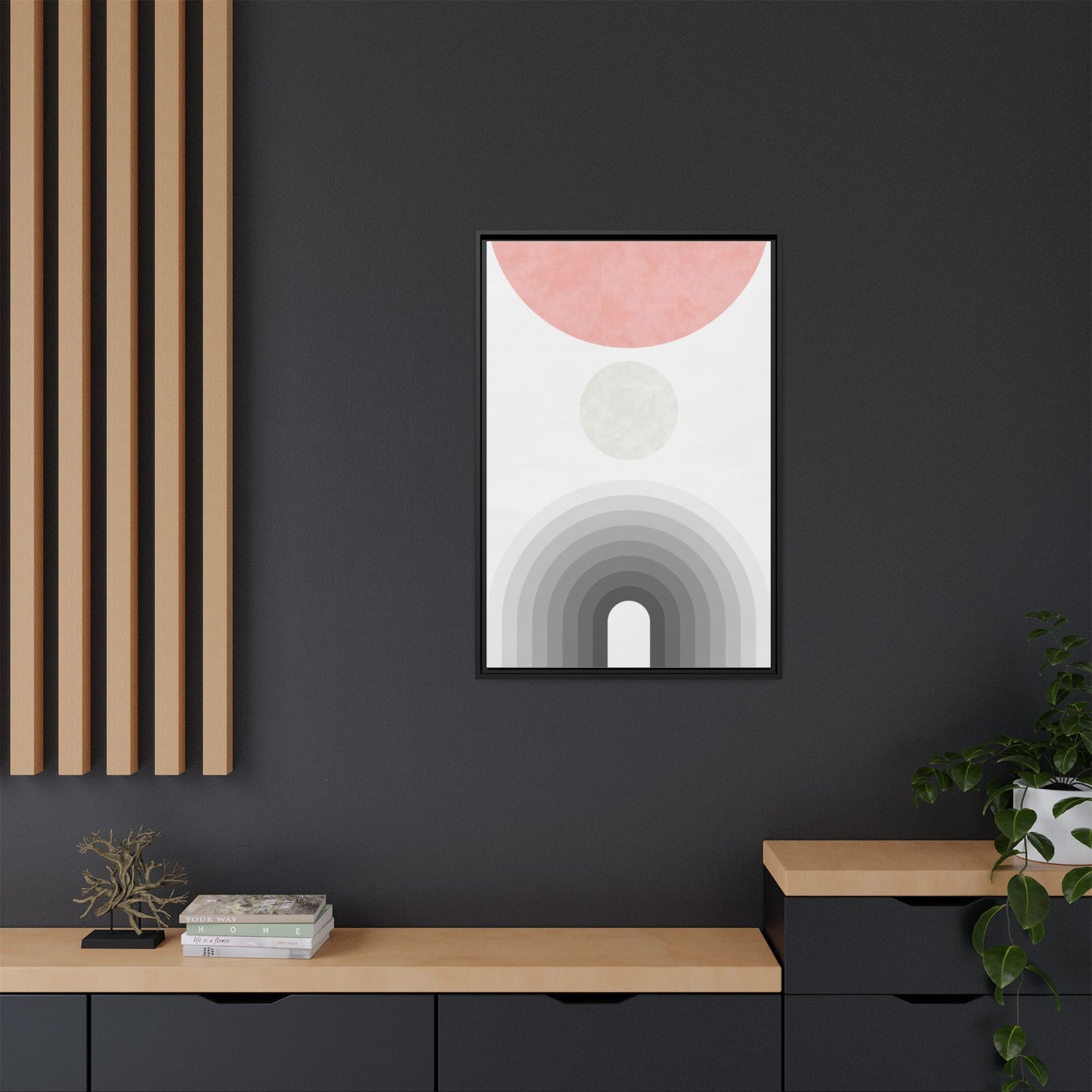 Minimalist Framed Matte Canvas Print - Abstract Circle & Gradient Design