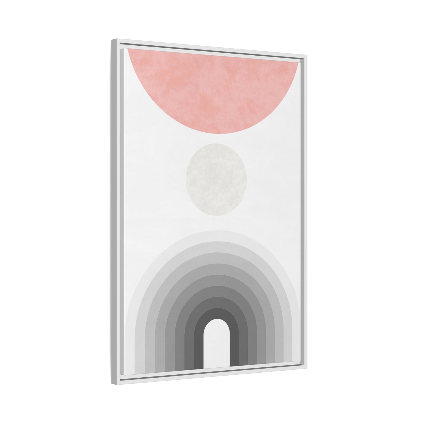Minimalist Framed Matte Canvas Print - Abstract Circle & Gradient Design
