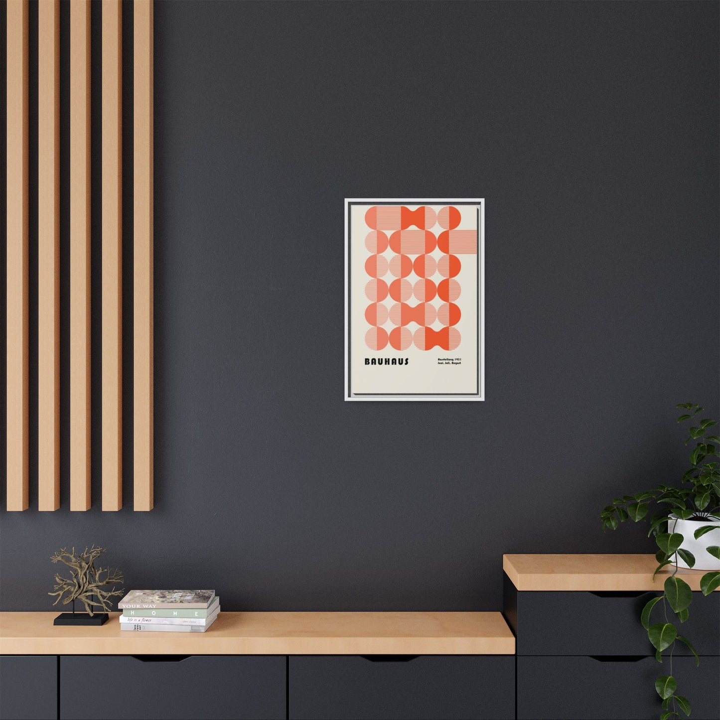 Modern Bauhaus Art Print - Framed Matte Canvas Decor