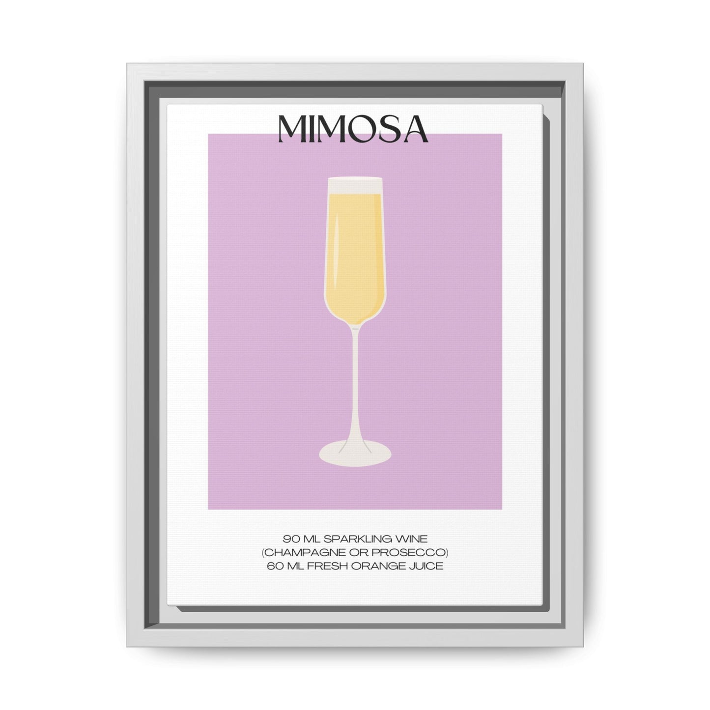 Mimosa Recipe Canvas Wall Art, Framed Home Decor, Kitchen Wall Art, Brunch Decoration, Gift for Foodies, Modern Art Print