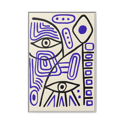 Abstract Line Art Canvas Print - Modern Black and Purple Framed Artwork